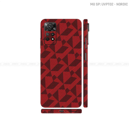 Dán Skin Xiaomi Redmi Note 11 Series Vân Nổi Nordic Đỏ | UVPT02