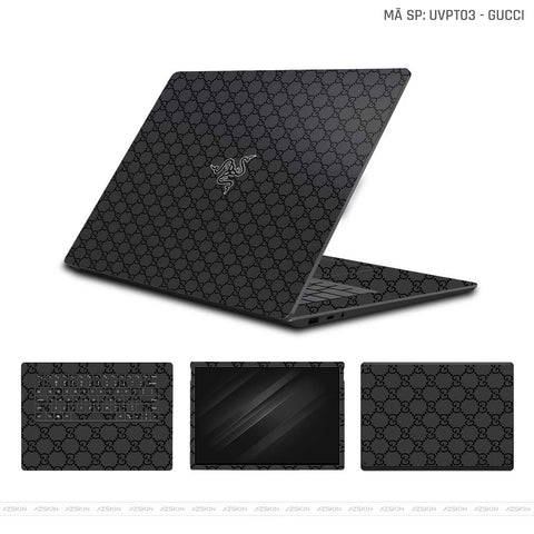 Dán Skin Laptop Razer Vân Nổi Gucci Đen | UVPT03