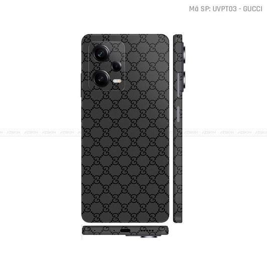 Dán Skin Xiaomi Redmi Note 12 Series Vân Nổi Gucci Đen | UVPT03