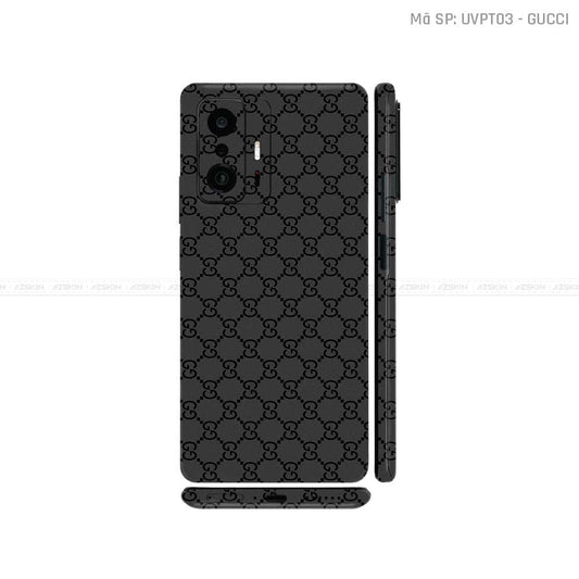 Dán Skin Xiaomi 11 Series Vân Nổi Gucci Đen | UVPT03