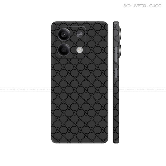 Dán Skin Điện Thoại Xiaomi Redmi 13 Series Vân Nổi Gucci Đen | UVPT03