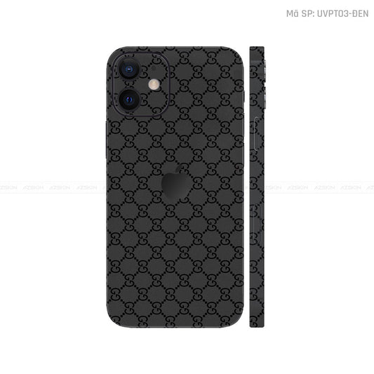 Dán Skin IPhone 12 Series Vân Nổi Gucci Đen | UVPT03