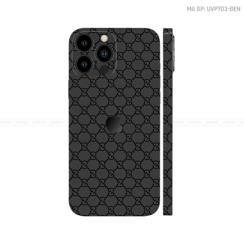 Dán Skin IPhone 13 Series Vân Gucci Đen | UVPT03