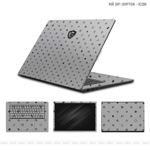 Dán Skin Laptop MSI Vân Nổi Icon Bạc | UVPT04