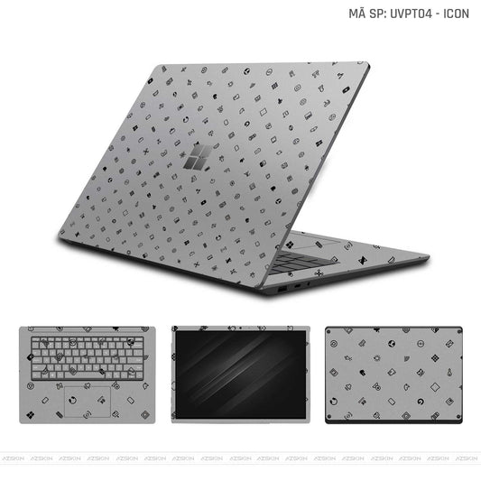 Dán Skin Laptop Surface Vân Nổi Icon Bạc | UVPT04