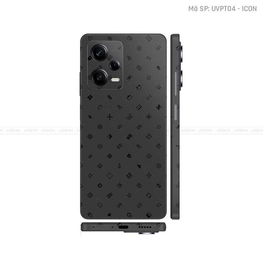 Dán Skin Xiaomi Redmi Note 12 Series Vân Nổi ICON Đen | UVPT04