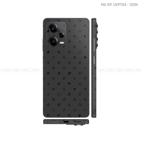 Dán Skin Xiaomi Redmi Note 12 Series Vân Nổi ICON Đen | UVPT04