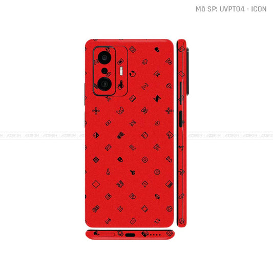 Dán Skin Xiaomi 11 Series Vân Nổi ICON Đỏ | UVPT04