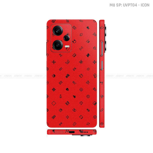Dán Skin Xiaomi Redmi Note 12 Series Vân Nổi ICON Đỏ | UVPT04