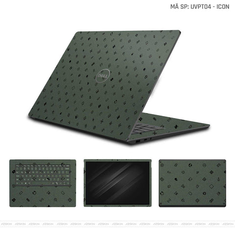 Dán Skin Laptop Dell Vân Nổi Pattern ICON Xanh | UVPT04