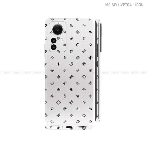 Dán Skin Xiaomi 12 Series Vân Nổi ICON Trắng | UVPT04