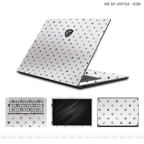 Dán Skin Laptop MSI Vân Nổi Icon Trắng | UVPT04