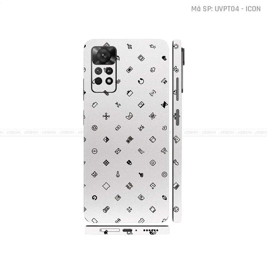 Dán Skin Xiaomi Redmi Note 11 Series Vân Nổi ICON Trắng | UVPT04