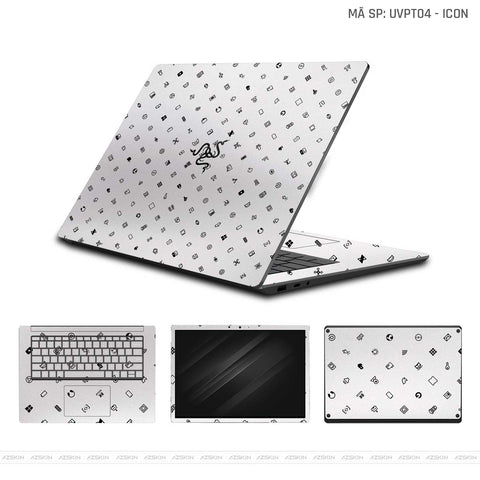 Dán Skin Laptop Razer Vân Nổi Icon Trắng | UVPT04