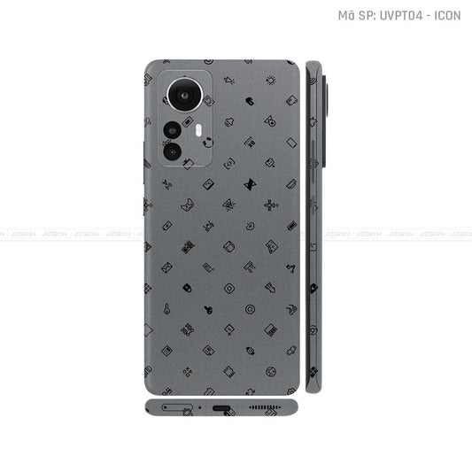 Dán Skin Xiaomi 12 Series Vân Nổi ICON Xám | UVPT04
