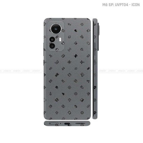 Dán Skin Xiaomi 12 Series Vân Nổi ICON Xám | UVPT04