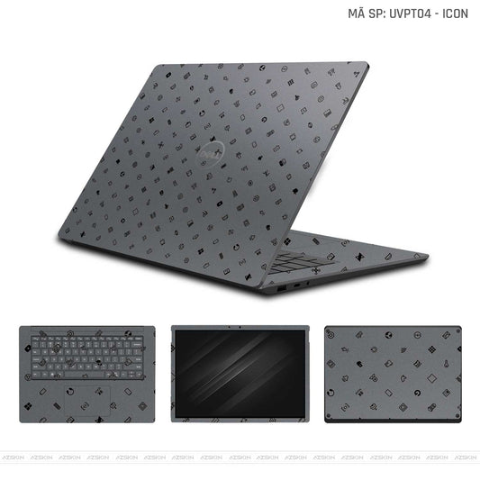 Dán Skin Laptop Dell Vân Nổi Pattern ICON Xám | UVPT04