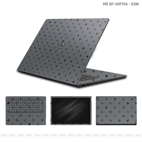 Dán Skin Laptop Razer Vân Nổi Icon Xám | UVPT04