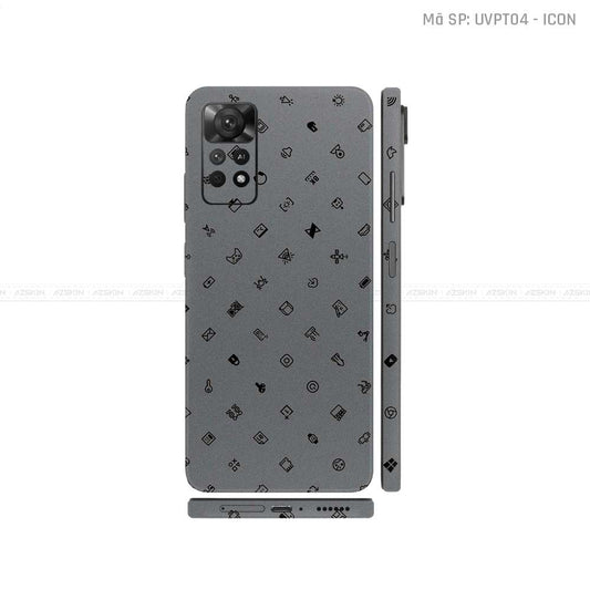 Dán Skin Xiaomi Redmi Note 11 Series Vân Nổi ICON Xám | UVPT04