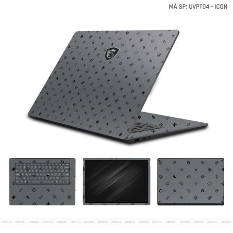 Dán Skin Laptop MSI Vân Nổi Icon Xám | UVPT04