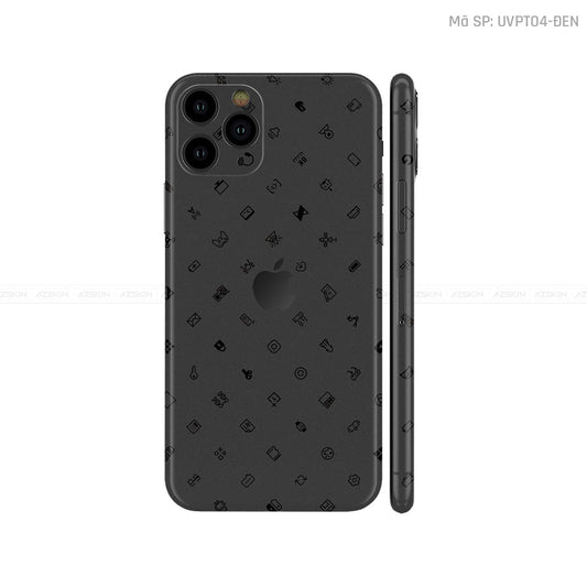 Dán Skin IPhone 11 Series Vân ICON Đen | UVPT04