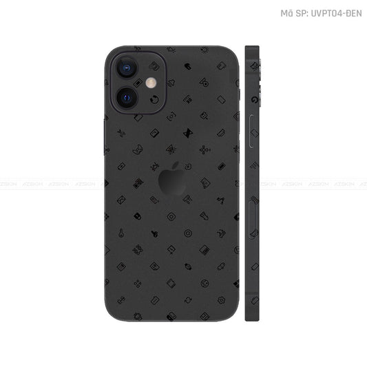 Dán Skin IPhone 12 Series Vân Nổi ICON Đen | UVPT04