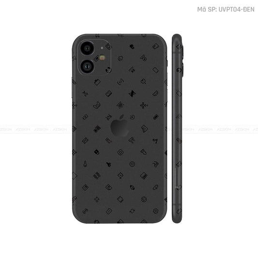 Dán Skin IPhone 11 Series Vân ICON Đen | UVPT04