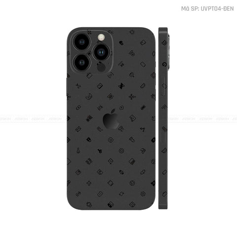 Dán Skin IPhone 14 Series Vân Pattern ICON Đen | UVPT04