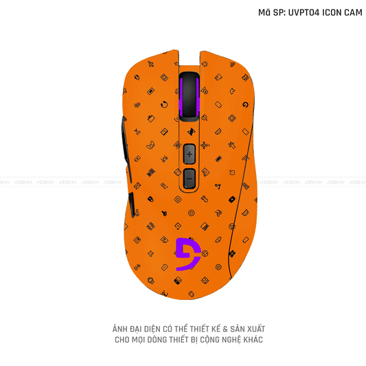 Skin Dán Chuột Fuhlen Vân Nổi Hình Icon Màu Cam | UVPT04
