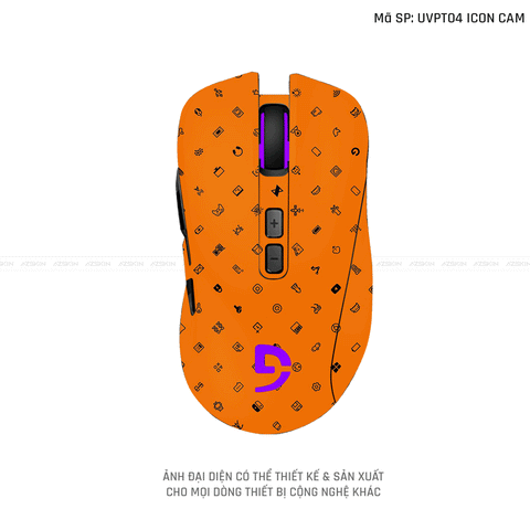 Skin Dán Chuột Fuhlen Vân Nổi Hình Icon Màu Cam | UVPT04