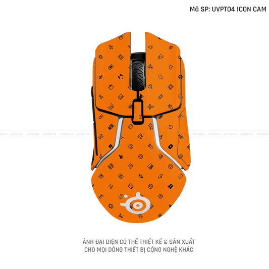 Skin Dán Chuột Steelseries Vân Nổi Icon Cam | UVPT04