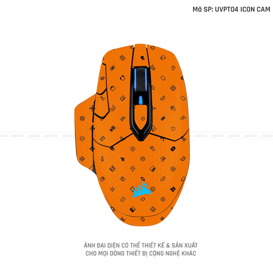 Skin Dán Chuột Corsair Vân Nổi Icon Cam | UVPT04