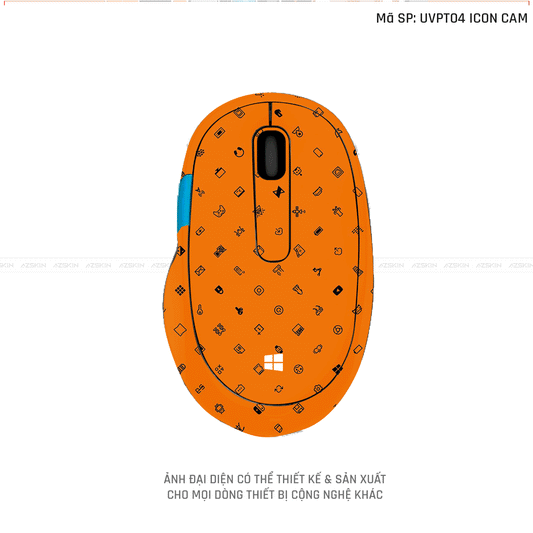 Skin Dán Chuột Microsoft Vân Nổi Hình Icon Cam | UVPT03