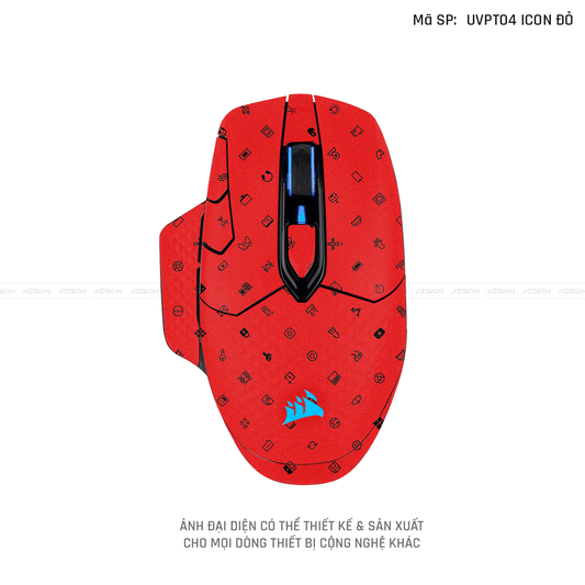 Skin Dán Chuột Corsair Vân Nổi Icon Đỏ | UVPT04