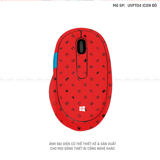 Skin Dán Chuột Microsoft Vân Nổi Hình Icon Đỏ | UVPT03