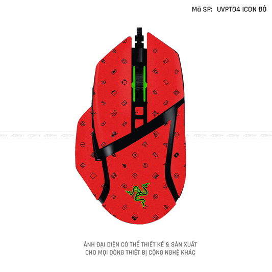 Skin Dán Chuột Razer Vân Nổi Hình Icon Đỏ | UVPT04