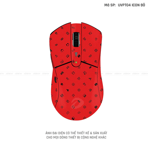 Skin Dán Chuột Dareu Vân Nổi Hình Icon Đỏ | UVPT04