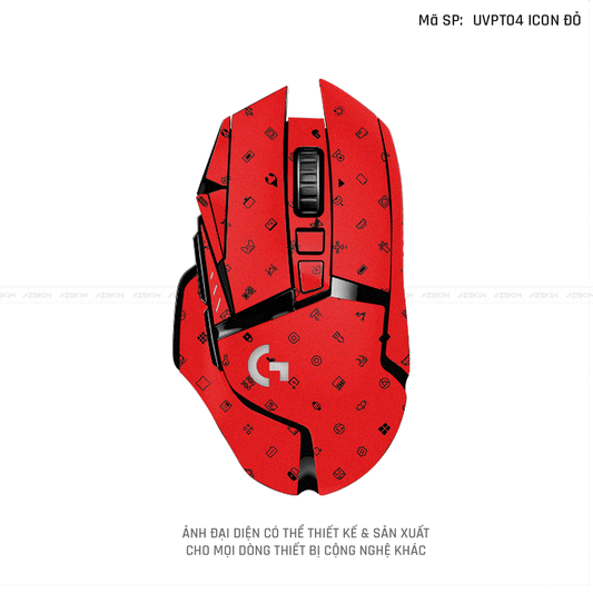 Skin Dán Chuột Logitech Vân Nổi ICON Đỏ | UVPT04