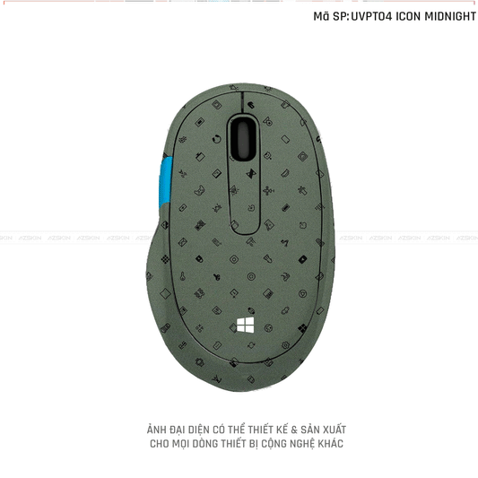 Skin Dán Chuột Microsoft Vân Nổi Hình Icon Midnight | UVPT03