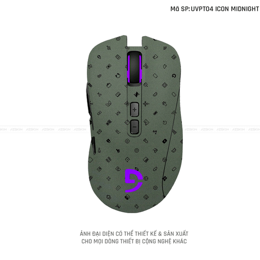 Skin Dán Chuột Fuhlen Vân Nổi Hình Icon Màu Midnight | UVPT04