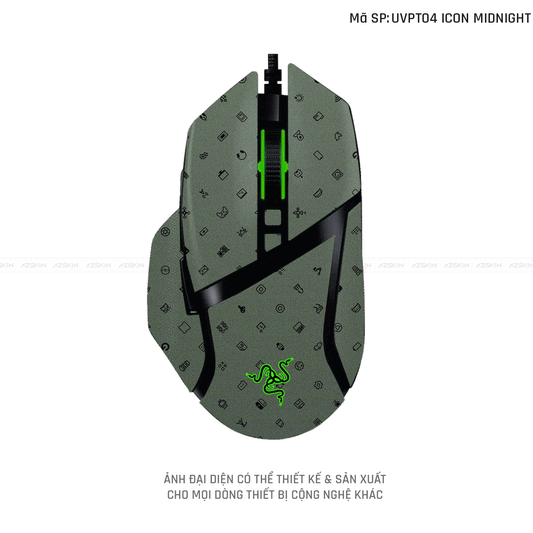 Skin Dán Chuột Razer Vân Nổi Hình Icon Midnight | UVPT04