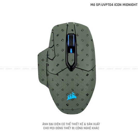 Skin Dán Chuột Corsair Vân Nổi Icon MIDNIGHT  | UVPT04