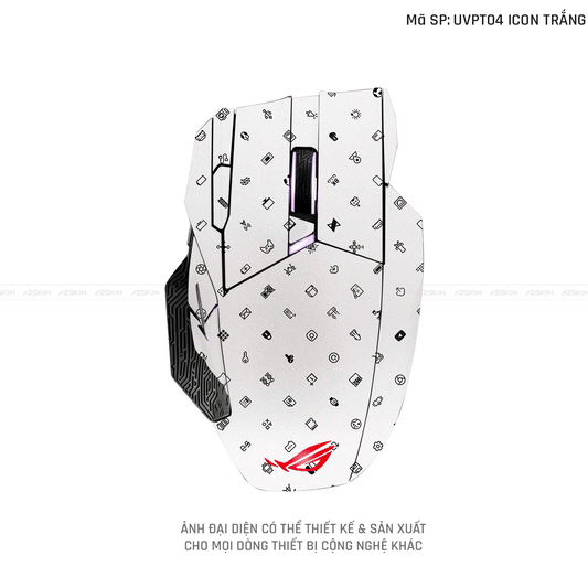 Skin Dán Chuột Asus Vân Nổi Hình Icon Trắng | UVPT04