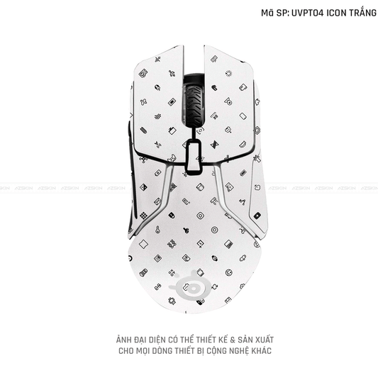 Skin Dán Chuột Steelseries Vân Nổi Icon Trắng | UVPT04