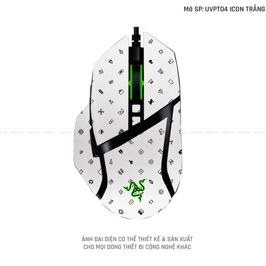 Skin Dán Chuột Razer Vân Nổi Hình Icon Trắng | UVPT04