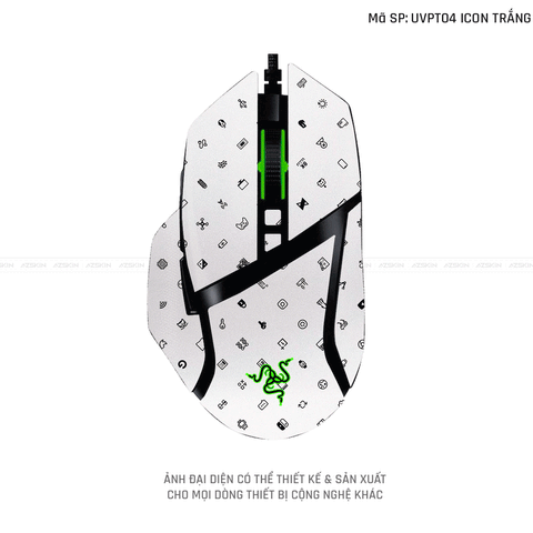 Skin Dán Chuột Razer Vân Nổi Hình Icon Trắng | UVPT04