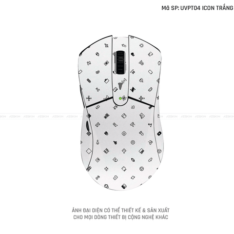 Skin Dán Chuột Dareu Vân Nổi Hình Icon Trắng | UVPT04