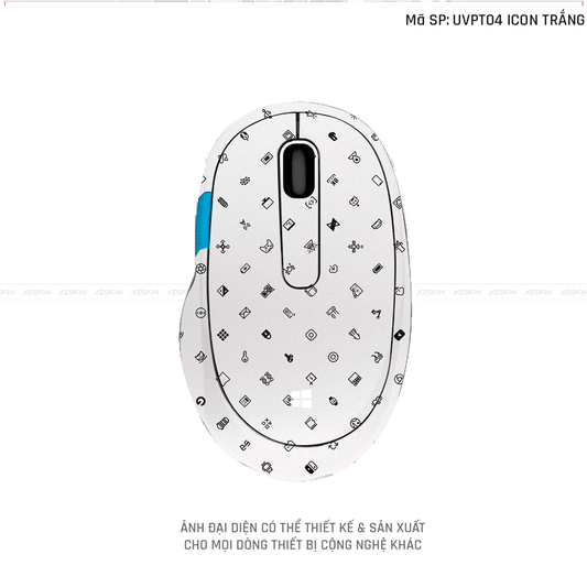Skin Dán Chuột Microsoft Vân Nổi Hình Icon Trắng | UVPT03