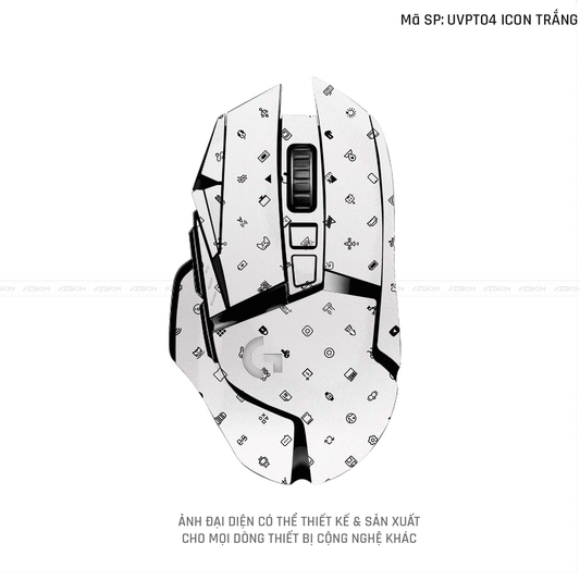 Skin Dán Chuột Logitech Vân Nổi ICON Trắng | UVPT04