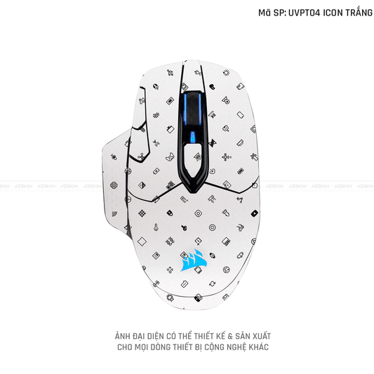 Skin Dán Chuột Corsair Vân Nổi Icon Trắng | UVPT04